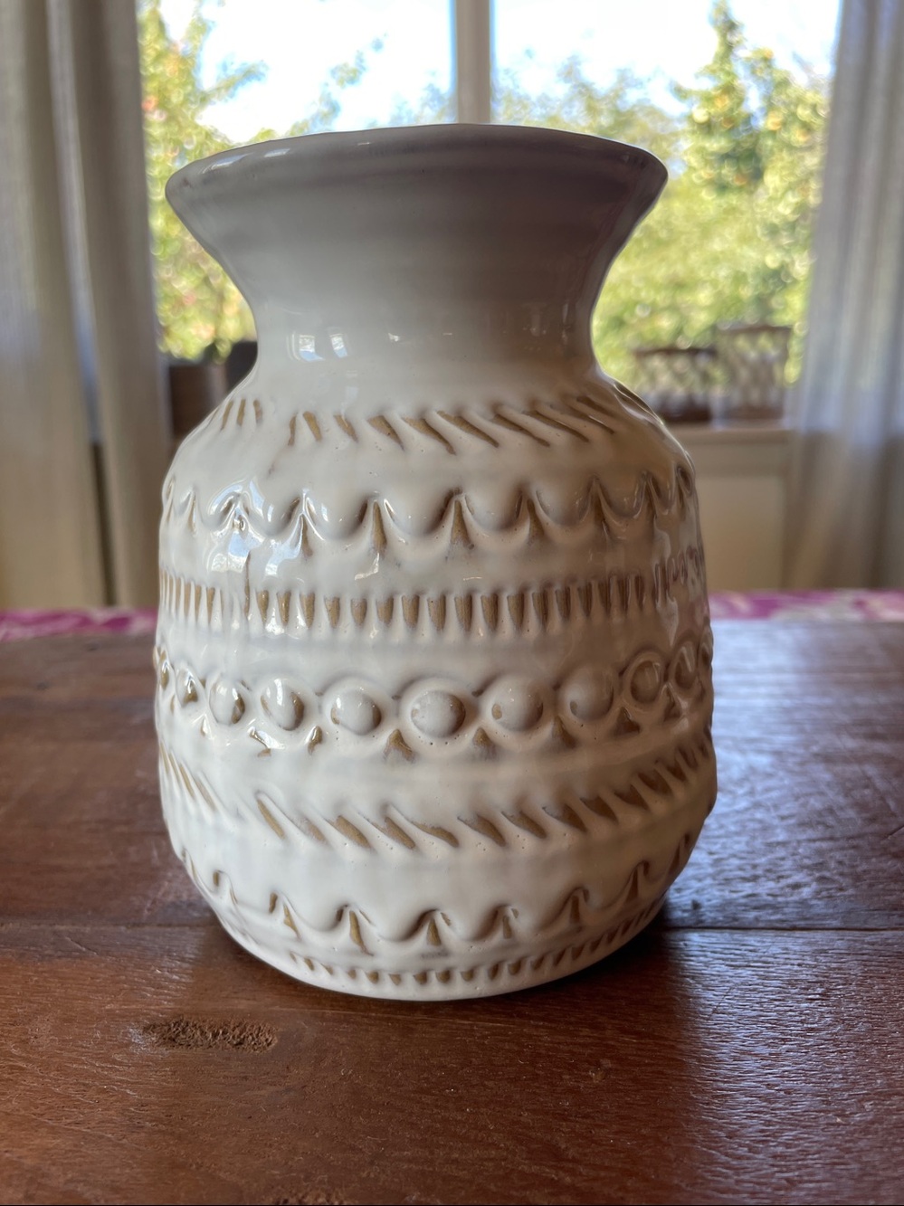 Cream Textured Ceramic Vase - Neutral Organic Home Accent